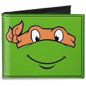 محفظة قماشية ثنائية الطي بإبزيم لأسفل - قفل وجه مايكل أنجلو كلاسيكي TMNT