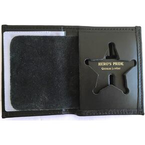 HERO'S PRIDE BI-FOLD RECESSED 5 PT STAR BADGE WALLET, Black, 2-5/8 in X 2-5/8 in