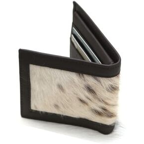 Real Leather Cowhide Hair – Fur Leather Wallet for Men’s - Cowhide Hair Card Slots - Bifold Wallet Brown in Saudi Arabia