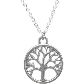 Silver Tree of Life Family Tree Pendant Necklace Fashion Jewelry Christmas Birthday Gifts for Women Family Gifts for Mom Grandma Teen Best Friend Teacher