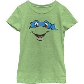 Nickelodeon Little Teenage Mutant Ninja Turtles Leo Big Face Girls Short Sleeve Tee Shirt