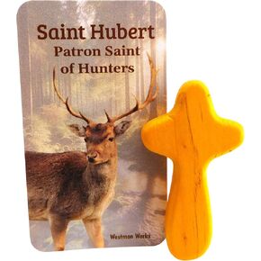Westmon Works St Hubert Hunters Prayer Set Hand Held Comfort Cross with Patron Saint Holy Card