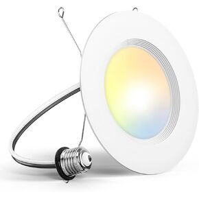 Amico 5/6 بوصة 5CCT LED إضاءة غائرة 12 حزمة، قابلة للتعتيم، مصنفة للرطوبة، 12.5W = 100W، 1000LM يمكن أن تضيء مع حافة يربك، 2700K/3000K/4000K/5000K/6000K قابلة للتحديد، تركيب التحديثية - ETL وFCC in Kuwait