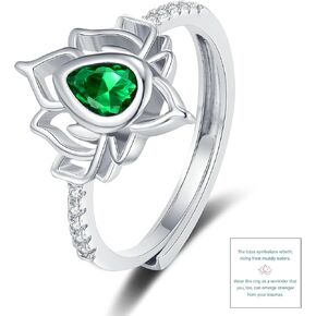 خاتم Fuck My Trauma Lotus Ring، S925 Silver Lotus Flower، طلاء عالي اللمعان ومقاوم للتشوه ومطعم بالزركون، خاتم لوتس فريد من نوعه يذكرك بالتخلي عن الصدمات بطريقة مرحة، لا طين ولا خاتم لوتس هدايا للنساء الأخوات