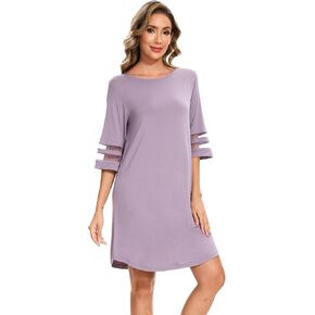 Viscose from Bamboo Nightgowns for Women Soft Half Sleeve Crew Neck Sleepwear