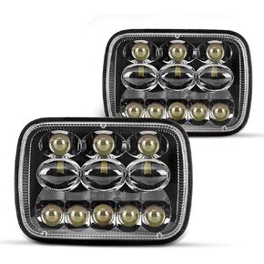 KAX 2PCS 7x6 5x7 Led Headlights 300% Brighter Upgraded Led Sealed Beam Headlamps with High Low Beam H6054 6054 Led Headlights Replacement for YJ Cherokee XJ Savana Truck with H4 9003 Adapters