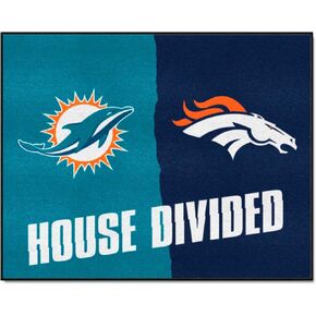 FANMATS 19673 NFL Dolphins / Broncos House Divided Rug