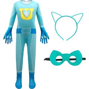 Superhero Costume Jumpsuits With Zipper, Accessories Set Halloween Christmas Outfits For 4-8Y Little Cutie