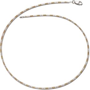 JewelryWeb Italian Sterling Silver Two-tone 1.2mm Round Omega Collar Wire Necklace -16" 18" - Choker Necklace for Women - Statement Necklace