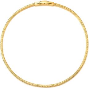 COOLSTEELANDBEYOND Sleek Gold Snake Chain Choker Necklace for Women, Statement Necklace, Minimalist Collar Necklace