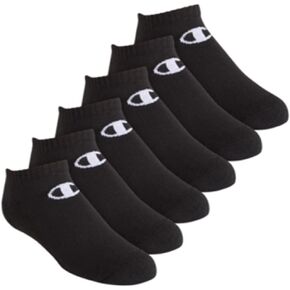 Champion Kids 6-Pack Socks in Quarter or Low Cut, LowCut_Black