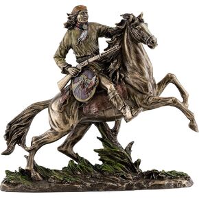 Top Collection Geronimo Going to Battle Statue -Decorative Native American Warrior on Horse Sculpture in Premium Cold Cast Bronze - 11-Inch Collectible Indigenous Indian Figurine