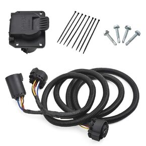 56070 7-Foot 7-Pin Vehicle Trailer Wiring Plug Harness Extension for Fifth-Wheel and Gooseneck Trailers Compatible with Chevy Dodge Ford GMC Nissan Toyota Ram