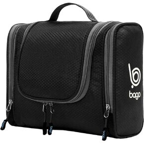 bago Travel Toiletry Bag for Women and Men - Large Waterproof Hanging Large Toiletry Bag for Bathroom and Travel Bag for Toiletries Organizer -Travel Makeup Bag (Black)