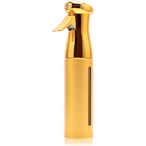 Salon Style Hair Spray Misting Bottle, Fine Mist Continuous Spray Bottle，10 Oz Shiny Aerosol Free Water Mister for hairstyling,Cleaning Solutions Dispensing (Gold)