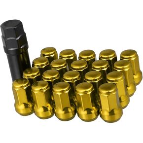 M12 x 1.25 سيارة العروة المكسرات مخروط مقعد نهاية مغلقة انتفاخ الجوزة عرافة عجلة الجوز مع مفتاح المقبس لهجة الذهب - حزمة من 20 قطع غيار السيارات in Kuwait