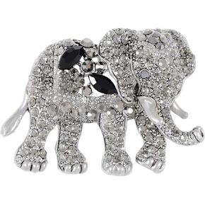 Alilang Indian African King Elephant Clear Crystal Rhinestone Animal Kingdom Silver Tone Brooch Pin