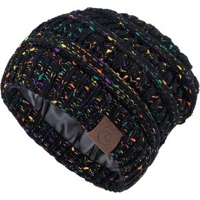 Zando Beanie for Women Men Soft Satin Lined Beanie Men Warm Knit Winter Hats for Women Men Silk Lined Beanie Slouchy Benaie