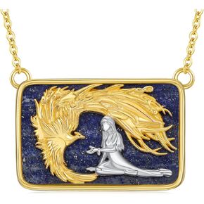 Lapis Lazuli Necklace for Women 925 Sterling Silver Phoenix/Rhino/Whale/Bear/Wolf Pendant Necklace 18k Gold Plated Animal Jewelry Gifts for Women