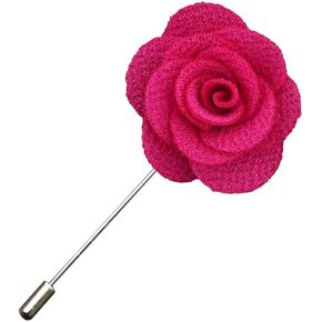 Men's Lapel Pin Handmade Satin Flower Boutonniere Pin with Gift Box for Suit Wedding Groom