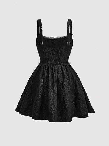 Women's Cute Plus Size Jacquard Bow Front Sleeveless Wide Strap High Waist Slim Fit Cami Dress A Line Dresses in Kuwait