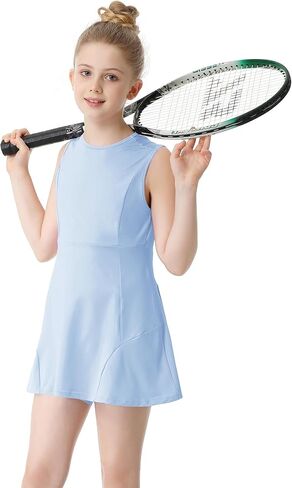فستان للفتيات ذو ثنيات للعبة التنس والجولف بدون أكمام، فساتين رياضية للتمرين، تانك جولف مع جيوب قصيرة in Kuwait