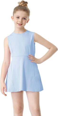 فستان للفتيات ذو ثنيات للعبة التنس والجولف بدون أكمام، فساتين رياضية للتمرين، تانك جولف مع جيوب قصيرة in Kuwait