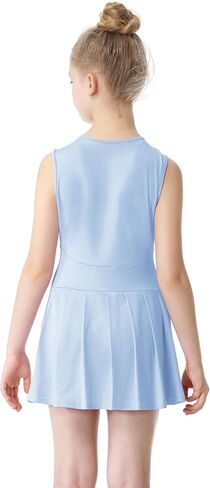 فستان للفتيات ذو ثنيات للعبة التنس والجولف بدون أكمام، فساتين رياضية للتمرين، تانك جولف مع جيوب قصيرة in Kuwait