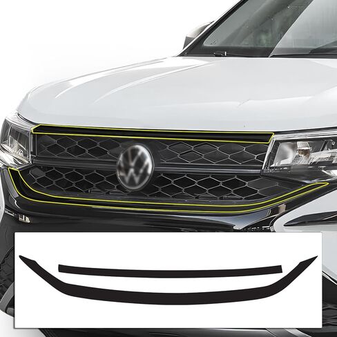 BOGAR TECH DESIGNS Outer Front Chrome Delete Overlay Compatible with Volkswagen Taos 2022-2024, Gloss Black in Saudi Arabia
