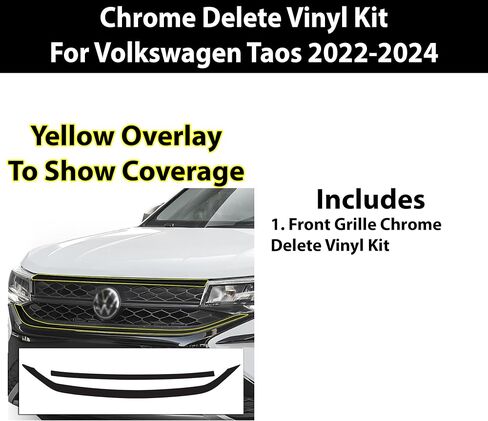 BOGAR TECH DESIGNS Outer Front Chrome Delete Overlay Compatible with Volkswagen Taos 2022-2024, Gloss Black in Saudi Arabia