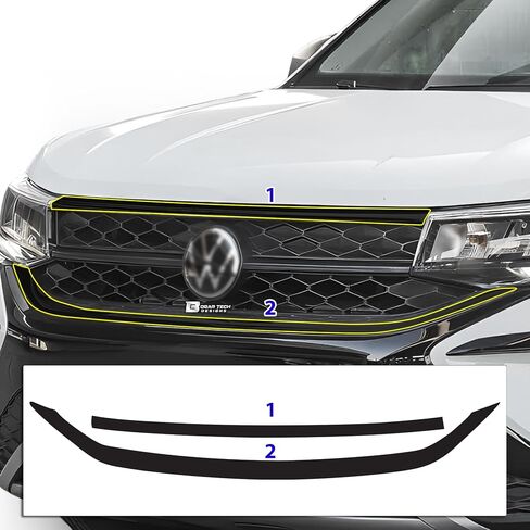 BOGAR TECH DESIGNS Outer Front Chrome Delete Overlay Compatible with Volkswagen Taos 2022-2024, Gloss Black in Saudi Arabia