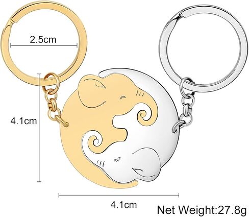 WEVENI Cute Elephant Gifts Couples Stainless Steel Elephant Keychains Key Ring Charm Jewelry for Women Girls in Kuwait