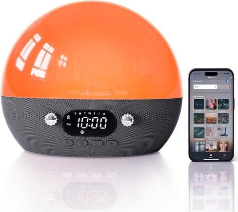 MOMILLA Smart Sunrise Alarm Clock, Wake-up Light Compatible with Alexa, App Control, FM Radio, Sunset Night Light, Dual Alarms with Snooze Function for Heavy Sleepers, Adults & Kids in Saudi Arabia