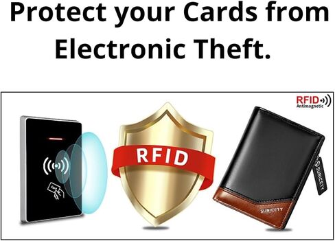 محفظة جلدية للرجال تحجب RFID مع 11 حجرة للبطاقات، 1 جيب للنقود، 1 حجرة بسحاب للعملات المعدنية. الإيصالات والنقد (البني) in Saudi Arabia