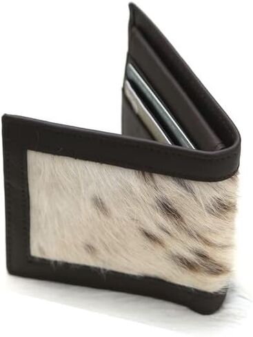 Real Leather Cowhide Hair – Fur Leather Wallet for Men’s - Cowhide Hair Card Slots - Bifold Wallet Brown in Saudi Arabia