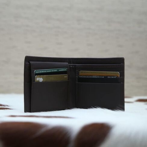 Real Leather Cowhide Hair – Fur Leather Wallet for Men’s - Cowhide Hair Card Slots - Bifold Wallet Brown in Saudi Arabia