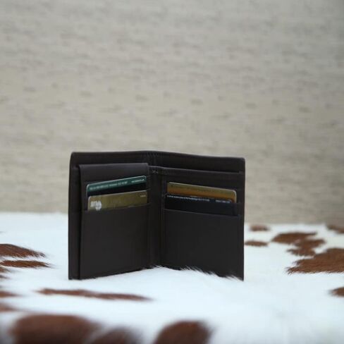 Real Leather Cowhide Hair – Fur Leather Wallet for Men’s - Cowhide Hair Card Slots - Bifold Wallet Brown in Saudi Arabia