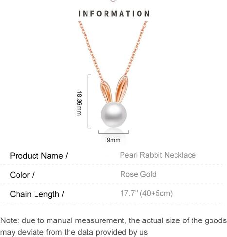 14K Gold Rabbit Necklace, Freshwater Pearl Rabbit Pendant Necklace, Chinese New Year Jewelry Gifts for Women in Saudi Arabia