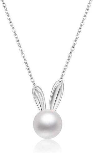 14K Gold Rabbit Necklace, Freshwater Pearl Rabbit Pendant Necklace, Chinese New Year Jewelry Gifts for Women in Saudi Arabia