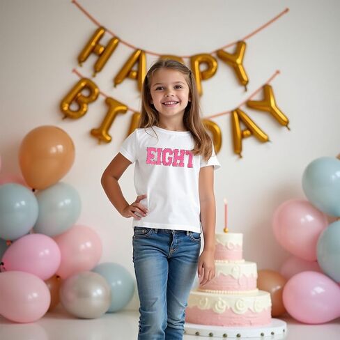 Girl Birthday Shirt 5th 6th 7th 8th 9th 10th Birthday Girl T-Shirt Kid Bday Party Outfit Embroidery Shirt Top 5-10Y in Saudi Arabia