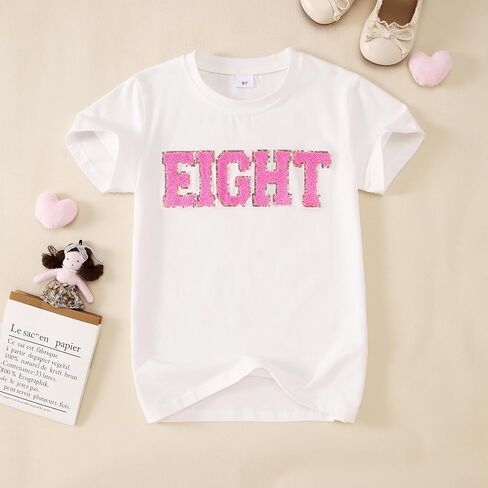 Girl Birthday Shirt 5th 6th 7th 8th 9th 10th Birthday Girl T-Shirt Kid Bday Party Outfit Embroidery Shirt Top 5-10Y in Saudi Arabia
