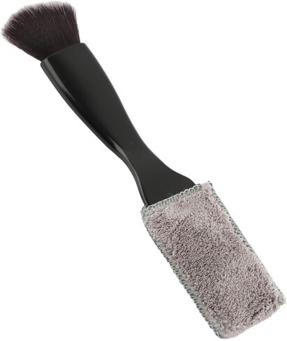 Double Head Brush for Car Clean, Car Air Vent Cleaning Brush, Car Brushes for Detailing Interior Soft Bristles with Removable Coral Fleece Wiping Cloth for Vent, Center Console, Dashboard(Black) in Saudi Arabia