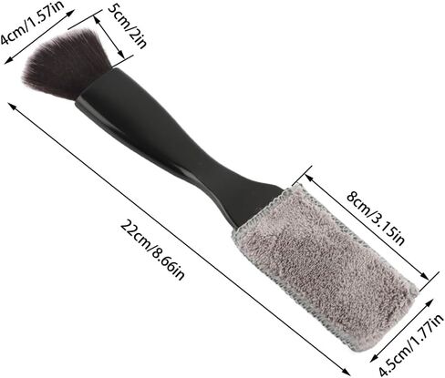 Double Head Brush for Car Clean, Car Air Vent Cleaning Brush, Car Brushes for Detailing Interior Soft Bristles with Removable Coral Fleece Wiping Cloth for Vent, Center Console, Dashboard(Black) in Saudi Arabia