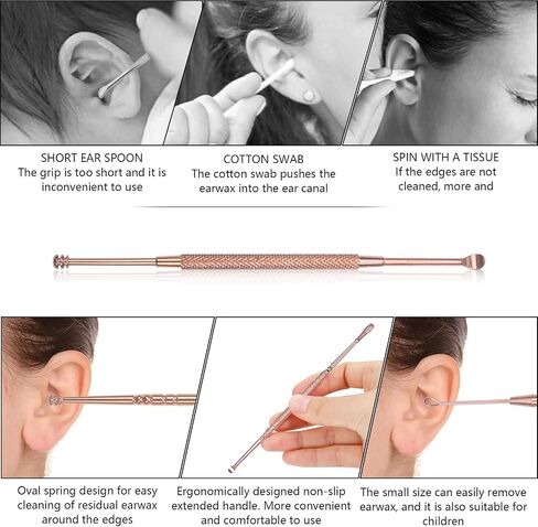 Hion 6 Pcs Ear Wax Removal Kit,Professional Double-Headed Ear Pick Earwax Removal Tools,316L Stainless Steel Ear Cleaner Curette with Cleaning Brush and Storage Box,Suit for Kid Adult(Colorful) in Saudi Arabia