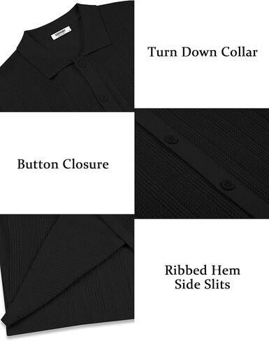 COOFANDY Men's Short Sleeve Knit Shirts Casual Button Down Polo Shirt Fashion Summer Beach Tops in Saudi Arabia