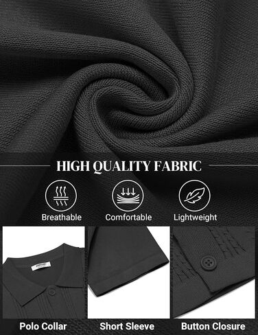 COOFANDY Men's Knit Shirts Short Sleeve Casual Button Down Polo Shirt Summer Beach Vacation Shirts in Saudi Arabia