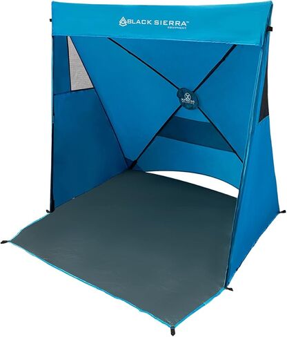 Black Sierra Beach Tent with UPF 50+ Sun Protection, Easy Set Up Sun Shelter, Portable Lawn Canopy with Carry Bag, Outdoor Pop Up Cabana Shade for The Beach, Backyard, Sports, RV in Saudi Arabia