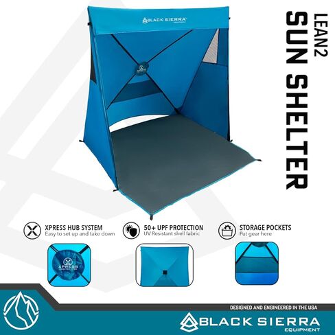 Black Sierra Beach Tent with UPF 50+ Sun Protection, Easy Set Up Sun Shelter, Portable Lawn Canopy with Carry Bag, Outdoor Pop Up Cabana Shade for The Beach, Backyard, Sports, RV in Saudi Arabia