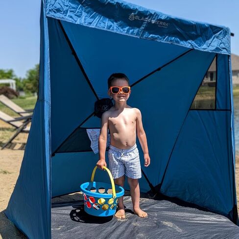 Black Sierra Beach Tent with UPF 50+ Sun Protection, Easy Set Up Sun Shelter, Portable Lawn Canopy with Carry Bag, Outdoor Pop Up Cabana Shade for The Beach, Backyard, Sports, RV in Saudi Arabia