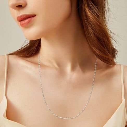 micuco Cable Chain Necklace for Women, 1.1mm Silver Chain, 16/18/20/22/24 Inch Stainless Steel Necklace for Women Lady in Saudi Arabia
